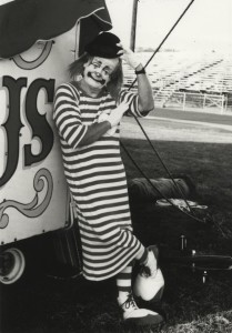 Circus performer Paul K Pugh pictured as Guppo the Clown and  on the flying trapeze act from the Wenatchee Y Circus